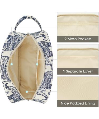 Women's Travel Toiletry Wash Bag | Dopp Kit Makeup Organizer for Cosmetics | Elephant Print - Buy Online on GoSupps.com