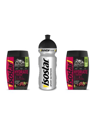 Isostar Isostar Hydrate & Perform Iso Drink - 400g Isotonic Drink Powder - Electrolyte Powder to Support Sports Performance - 2 Cranberries + 0.5 Litre Bottle