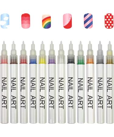 AJOIDR 12Pcs Nail Art Pen Set Nail Dotting Pen for Drawing Painting Nail Art Beauty Jewellery Manicure Tool - Buy Online on GoSupps.com