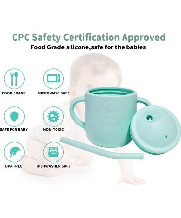 Adocham Silicone Baby Cup with Straw & Handles | BPA-Free Toddler Sippy Training Cup 5oz (Cyan) - Buy Online on GoSupps.com