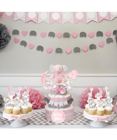 48 Pcs Pink Elephant Cupcake Topper for Girls Pink Cake Decorations - Buy Online on GoSupps.com