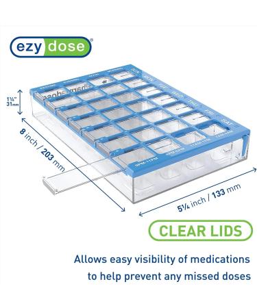 EZY DOSE 7-Day Pill Organizer | BPA Free Vitamin & Medicine Box | Easy Fill Tray for 4 Daily Doses | International Shipping Available - Buy Online on GoSupps.com