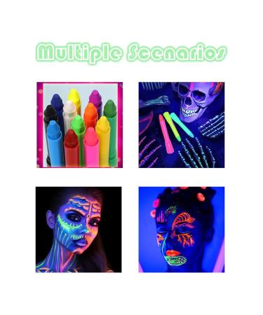 Buy 6 Colors Glow Face & Body Paint - UV Crayons Makeup for Kids & Adults | Neon Fluorescent Face Painting Kit for Halloween & Parties - Buy Online on GoSupps.com