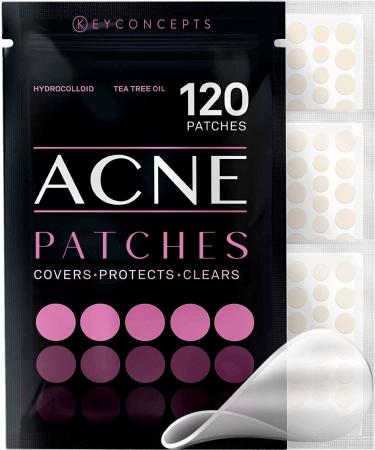 KEYCONCEPTS Pimple Patch Acne (Tea Tree Oil) - 120 Count Acne Hydrocolloid Bandages (3 Sizes) Discreet Acne Dots Hydrocolloid Acne Patch Pimple Patches Acne Patches for Face & Body Acne