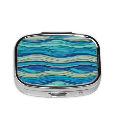 Ocean Stripe Pattern Printed Square Pill Box Portable Travelling Pill Box Medicine Organiser
