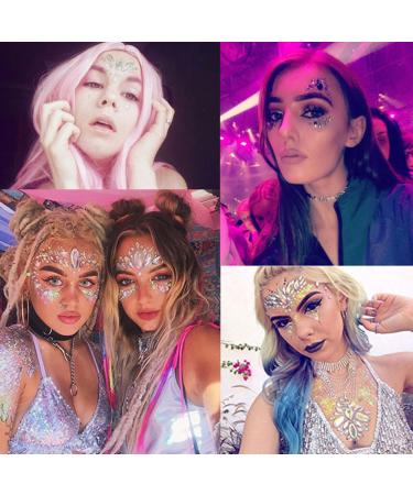 Rhinestone Chest Sticker Temporary Tattoo - Festival Glitter Body Gems - 3 Sets - Buy Online on GoSupps.com