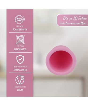 Buy Avaloona Menstrual Cup (2-Pack) - Made in Germany Fairtrade Organic Cotton Bags Hygienic Sustainable Anti-Allergen Vegan - Small Pink - Buy Online on GoSupps.com