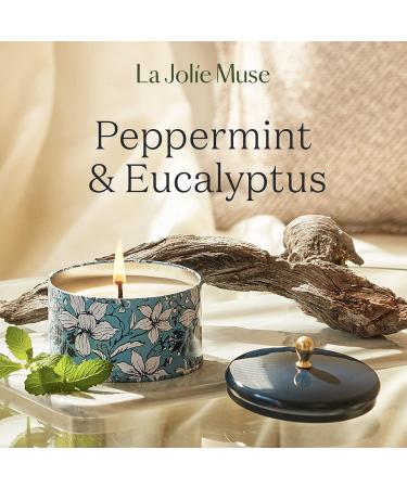 La Jolie Muse Peppermint & Eucalyptus Candle - 185g Natural Soy Wax 35 Hours Burn Time Perfect Christmas Gift - Buy Online on GoSupps.com