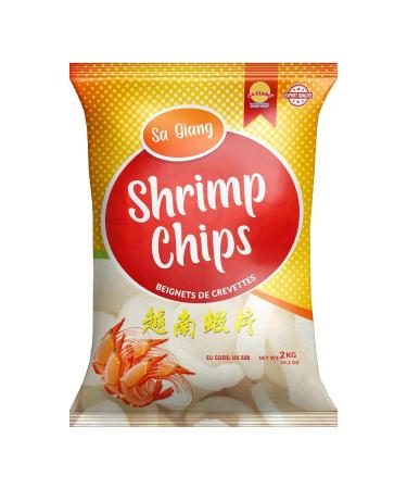 Sa Giang Shrimp Chips Uncooked 2kg | Crispy Shrimp Chips | Great for Frying or Microwaving | Original from Vietnam | Authentic Flavor | Easy to Make