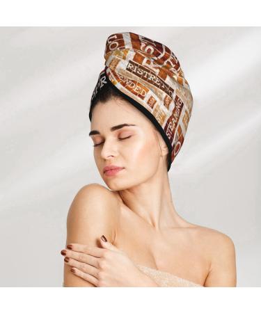 Hand Drawn Vintage Coffee Microfiber Hair Towel | Soft Super Absorbent Hair Wrap for Women | Quick Dry Coral Velvet Cap for Long Curly & Thick Hair - Buy Online on GoSupps.com