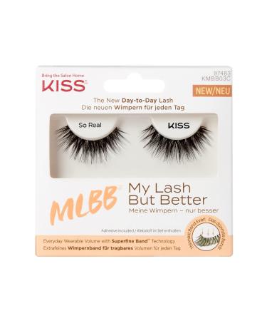 Kiss My Lash But Better Collection 1 pair of artificial eyelashes so real natural volume fake lashes with kiss flexi eyelash band including eyelash glue 1 piece (1 Pack)