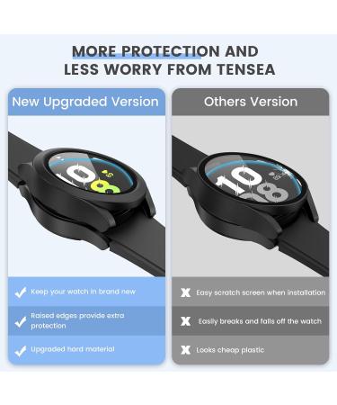 2Pack Tensea Samsung Galaxy Watch 5/4 44mm Screen Protector Case - Matte Black | Protective Cover with Tempered Glass Film for Men and Women - Buy Online on GoSupps.com
