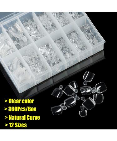 gootrades Soft Gel Toe Nail Tips for Soak Off Gel Extension - 360pcs, Clear False Toenails for Home DIY Manicure - 12 Sizes - Buy Online on GoSupps.com