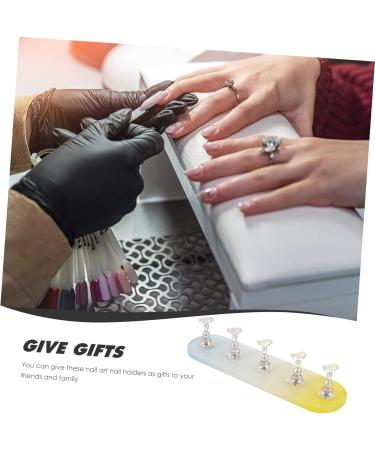 GOOHOCHY 1 Set nail practice holder gradient rainbow nail stan nail tips practice rack beauty nail holders acrylic trays for display nail stands for nail painting Fixture cosmetic plastic Yellow Blue 12.8x3.7cm - Buy Online on GoSupps.com