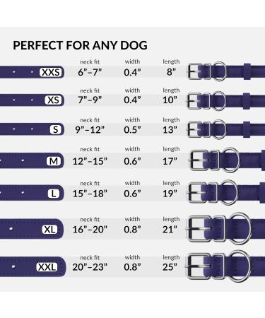 Collardirect Handmade Round Leather Dog Collar - Soft Padded Real Leather Adjustable for Small Dogs & Cats - Available in Black Pink Red Blue Purple (15-18 cm) - Buy Online on GoSupps.com