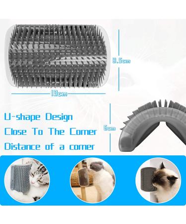 Prowithlin Cat Self Groomer 2 Pack - Wall Corner Grooming Brush and Scratcher for Short & Long Fur Cats - Soft Cat Massage Combs - Grey - Buy Online on GoSupps.com
