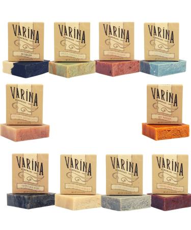 Varina Organic Mens Variety Bar Soap - Gentle Cleansing for Sensitive Skin Fresh - 10 Pack - Experience Healthy and Glowing Skin Mens Variety 1 Count (Pack of 10)