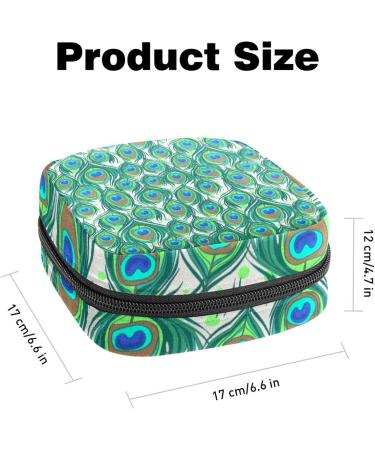 Peacock Feather Menstruation Pad Bag with Zipper - Stylish Women's Tampon & Napkin Collection Bag - Buy Online on GoSupps.com