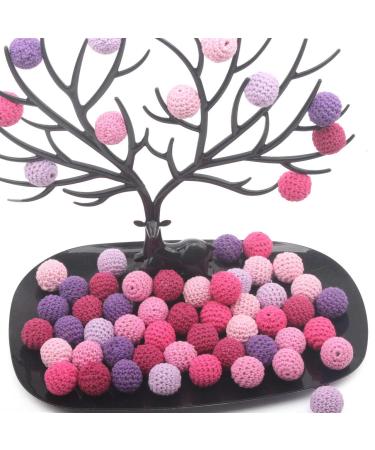 Kids Bead Kit - 50pcs Crochet Beads for DIY Teething Bracelet & Toy - Pink Lilac Series 20mm - Buy Online on GoSupps.com