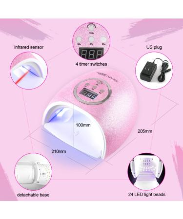 Lavender Violets 20pcs Gel Nail Polish Kit with UV Light - 9 Colors, Base Coat, Top Coat, Manicure Tools - DIY Starter Gift Set (F906 Blooming Rose) - Buy Online on GoSupps.com