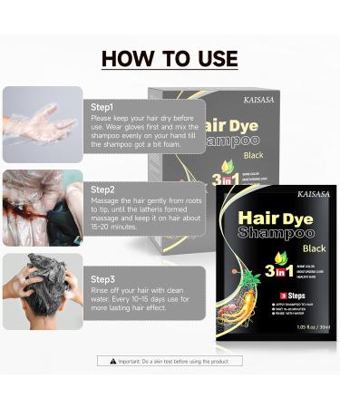 IIIMEIDU Black hair color shampoo 3in1 natural hair dye semipermanent hair color gray hair coverage black 10 pieces NaturalBlack 300 ml 1er Pack - Buy Online on GoSupps.com