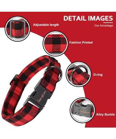 Unique Style Paws Adjustable Dog Collar - Soft & Comfortable Red Plaid Neck Band for Small & Medium Dogs | Perfect Pet Gift - Buy Online on GoSupps.com
