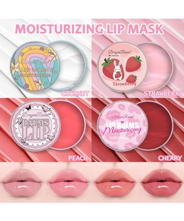 4 Pack Moisturizing Lip Masks Strawberry Vitamin E Lip Balm Lip Care Gifts for Women Girls Conditioning Lip Mask and Lip Butter Melting Balm for Dry Lips (Strawberry & Coconut & Peach & Cherry) - Buy Online on GoSupps.com
