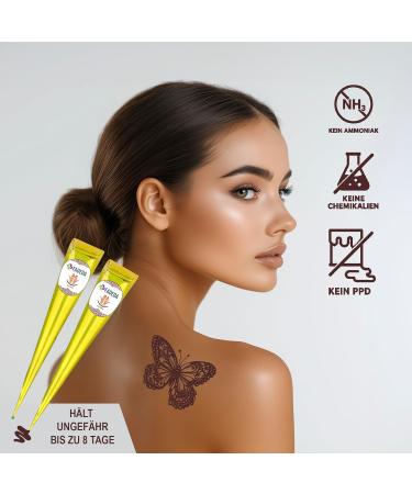 FADEDA 4 c nes de henn - 4 x 25 g de p te naturelle - 2 x noir 1 x marron 1 x marron - 100 % v g tal - Pr t l'emploi et sans PPD - V g talien - Bio - Halal - Mehandi - Buy Online on GoSupps.com