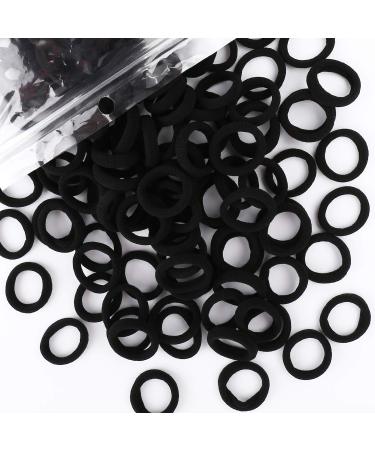 200PCS Black Baby Hair Bands  Mini Seamless Toddler Hair Ties  Soft Toddler Hair Ponytail Holders for Kids Girls, 1 Inch in Diameter, Black, by NineTong