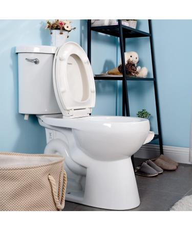 Round White Slow Close Toilet Seat with Never Loosen Hinges - Easy Removal, Two Sets of Parts, Durable Plastic Material - Buy Online on GoSupps.com