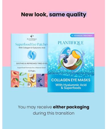 Plantifique Superfood Under Eye Masks Anti Wrinkle 12 Pairs Under Eye Patches with Hyaluronic Acid Green Tea Collagen for Dark Circles and Puffiness - Puffy Eyes Skincare Gel Patches for Women & Men - Buy Online on GoSupps.com