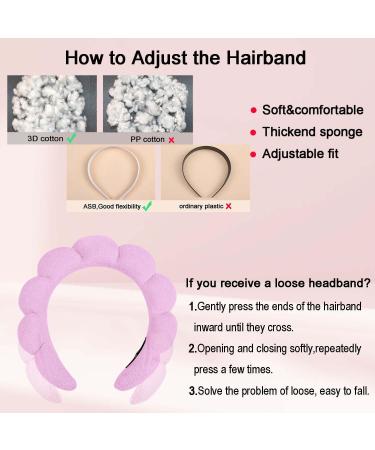 Spa Terry Cloth Headband Set for Women - Black+Purple | Soft Bubble Skincare Headbands with Face Wash Wristbands | Perfect Makeup and Face Washing Accessory | Great Gift Idea - Buy Online on GoSupps.com