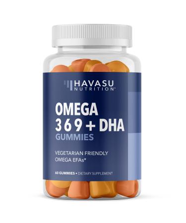 Omega 3-6-9 Gummies + DHA Vegetarian Friendly | Supports Brain, Joint, Heart, Eye, and Immune System Function | Plant-Based & Delicious (Adult)