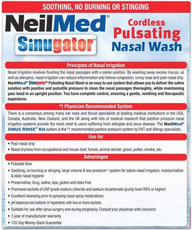 NeilMed Sinugator - Dual Speed Cordless Pulsating Nasal Wash 1 count - Buy Online on GoSupps.com