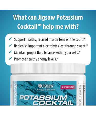 Jigsaw Health Potassium Cocktail | Formerly Pickleball Cocktail | Blue Raspberry Flavor | 60 Servings (Jar) Blue Raspberry 11.11 Ounce (Pack of 1) - Buy Online on GoSupps.com