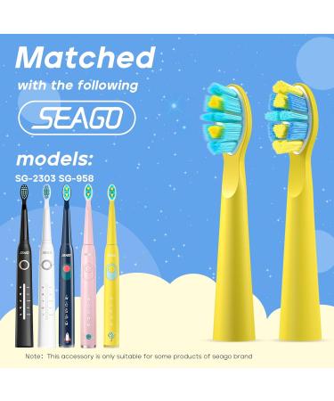 Seago Electric Toothbrush Heads for Kids - Replacement Heads for SG2303/SG958 - 4 Yellow Pieces - Buy Online on GoSupps.com