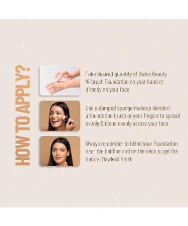 SSW-wiss BeautTT-y Airbrush Finish Lightweight Foundation | Full Coverage Blendable Foundation For Face Makeup |With Benefits Of Hyaluronic Acid Aloevera And Vitamin E | 30Ml | Shade- Caramel Beige - Buy Online on GoSupps.com