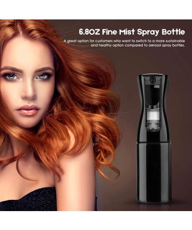 2 Pack 6.8oz Hair Spray Bottles - Continuous Fine Mist Sprayer for Salon, Hairstyling, Cleaning, Plants & Skin Care - Refillable Empty Bottles - Black + White - Buy Online on GoSupps.com
