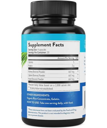 Equip Foods Grass-Fed Beef Organs Supplement - Heart, Kidney & Spleen Support - Detox & Digestion - Hormone Antibiotic Free - 120 Capsules - Buy Online on GoSupps.com