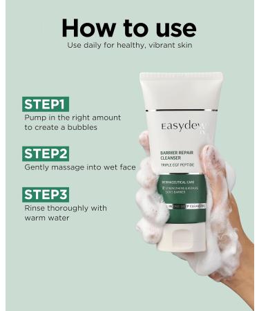 EASYDEW Barrier Repair Cleanser - Deep Pore Cleansing and Skin Barrier Enhancement Face Bubble Wash with Salicylic Acid Hyaluronic Acid Collagen Niacinamide Panthenol DW-EGF Peptide 5.07 fl.oz. - Buy Online on GoSupps.com