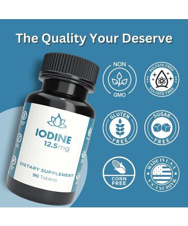12.5mg Iodine Tablets - 90 Tablets | Essential Trace Mineral for Growth & Metabolism | High Potency Formula by New World Health - Buy Online on GoSupps.com