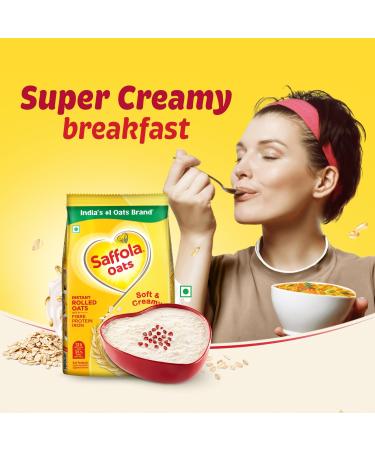  Saffola Saffola Oats instant rolled oats soft and creamy oats protein power iron and fiber nutritious cereals 200g - Buy Online on GoSupps.com