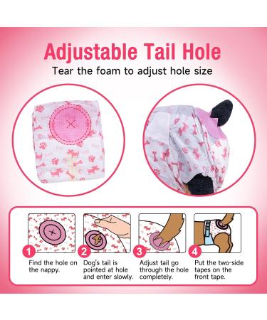 Pet Soft Dog Diapers for Bitches - 40 Disposable High-Suction Diapers for Dogs & Cats - Adjustable Tail Hole (M) - Buy Online on GoSupps.com