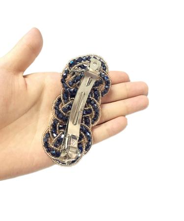 PPX Noble Dark Blue Banana Hair Clip - Beautiful Lady Ponytail Holder | Crystal Weaving Series - International Shipping - Buy Online on GoSupps.com