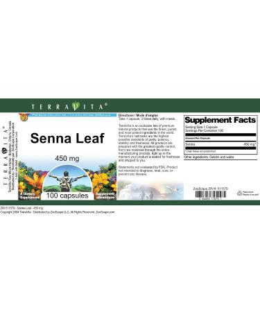 Senna Leaf - 450 mg (100 Capsules ZIN: 511579) - Buy Online on GoSupps.com