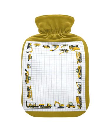 Heat bottle with reference 1 l of durable warm-up bag for hand feet shoulder and neck pain cramps heating press and heat therapy patterns of yellow excavators trucks cars cartoon grids