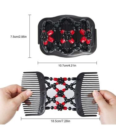 6 Pieces Beads Hair Combs - Magic Elastic Double Clips for Women Girls - DIY Hair Styling Tool - Buy Online on GoSupps.com