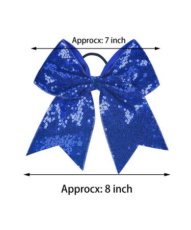 12 Piece Blue Glitter Sequin Cheer Bows - Jumbo 8 Inch for Cheerleading - Hair Accessories for Girls and Toddlers - Buy Online on GoSupps.com