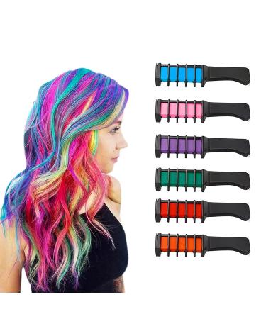 Kid's Hair Chalk Combs - Washable Rainbow Color Wax for Girls - Temporary Festival Accessories - Teen Girl Gifts - Pack of 6 - Buy Online on GoSupps.com