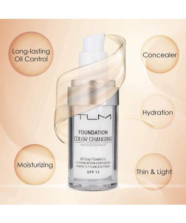 2 x Liquid Foundation Flawless Color Changing Warm Skin Tone Foundation Makeup Base Cover Liquid Nude Face Suitable for All Skin Tones SPF15 (30 ml) - Buy Online on GoSupps.com
